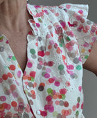 Blouse brodée bulles multicolores