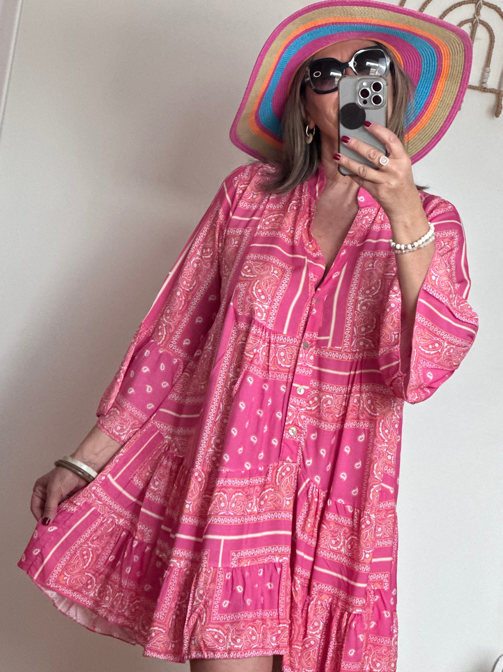 Robe Léa bandana fuchsia