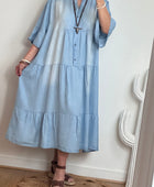 Robe bohème lyocell bleu clair TU 44/50