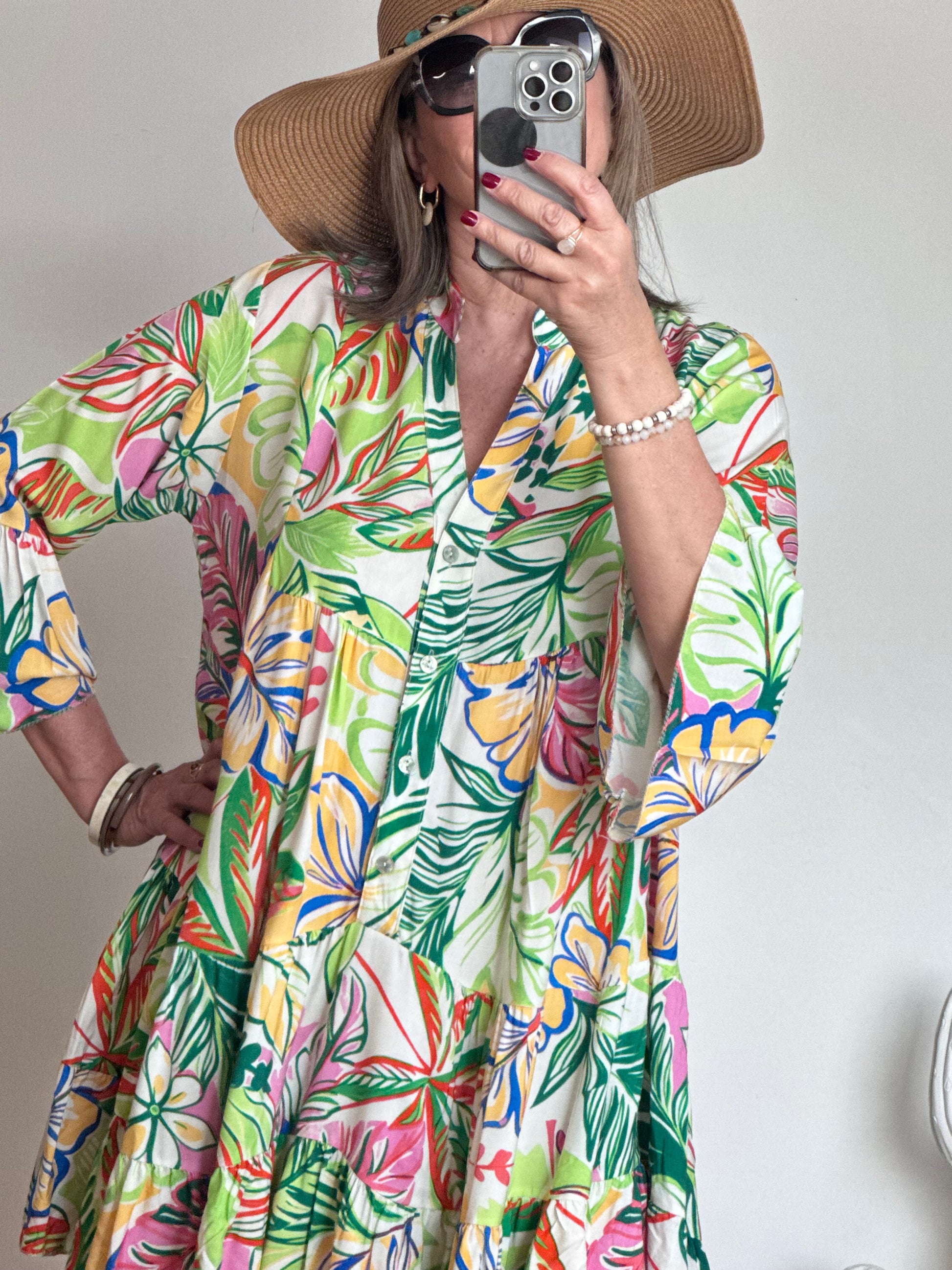 Robe floral vert