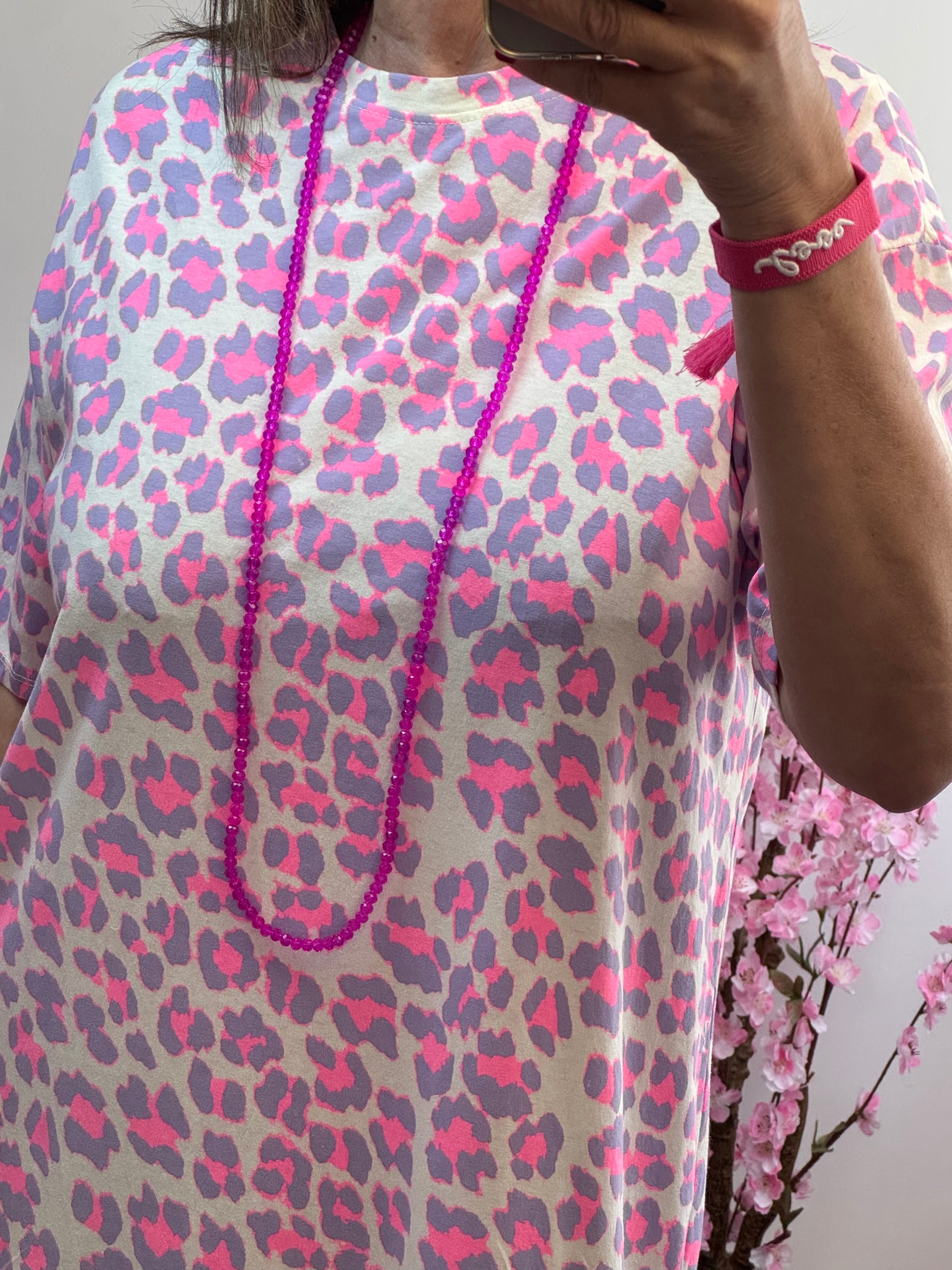 Robe teeshirt Léo rose fluo et Lila