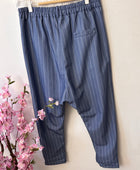 Pantalon saroual bleu rayé