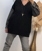 Pull noir manches jeans TU 44/50