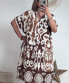 Robe arabesque marron/creme