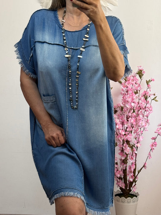 Robe en lyocell bleu denim