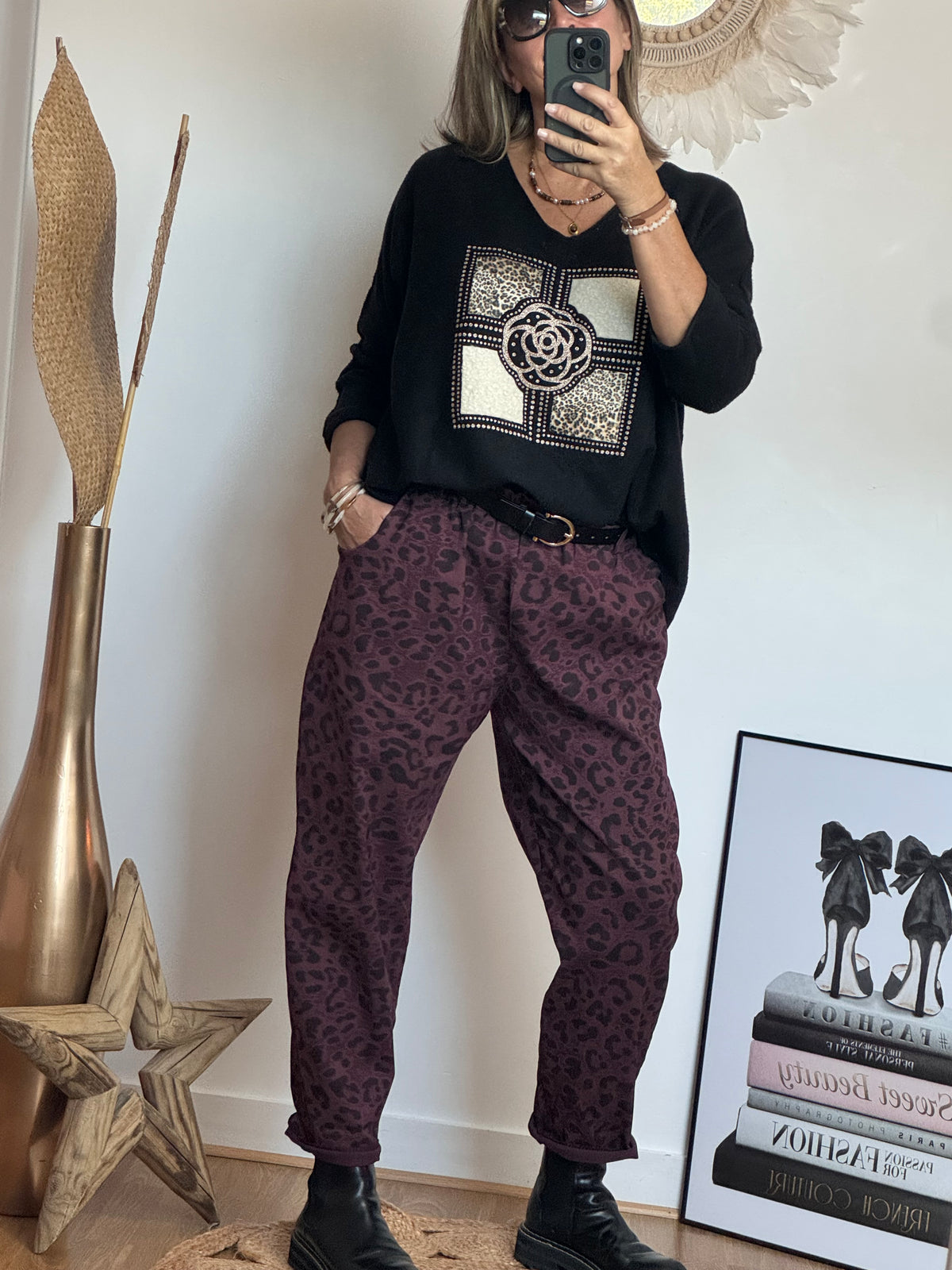 Pantalon Léo lie de vin TU 40/48