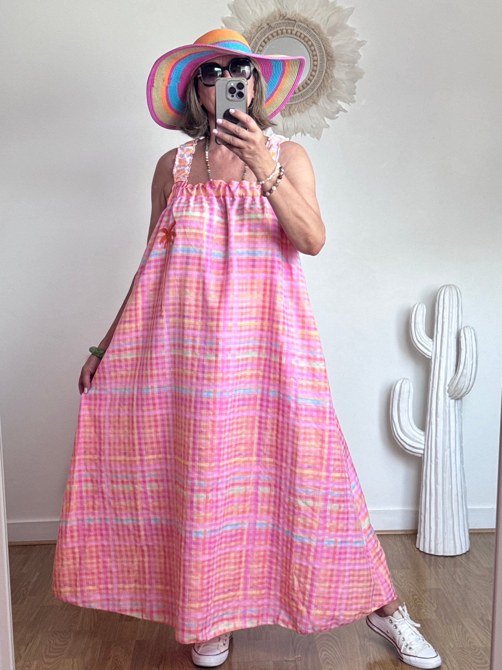 Robe Vichy multicolore fluo