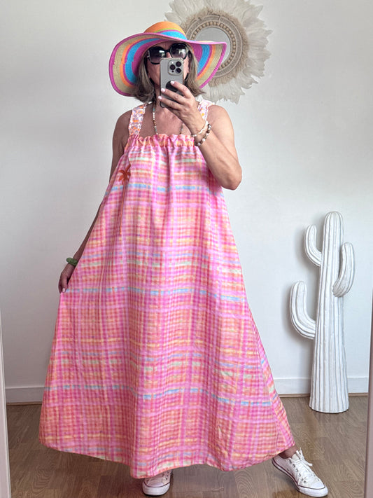 Robe Vichy multicolore fluo