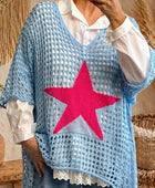 Pull crochet bleu ciel