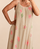 Robe à bretelles assez longue beige