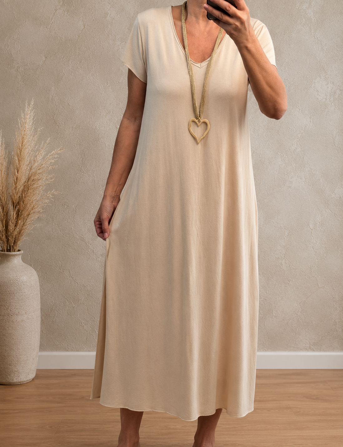 Robe teeshirt uni beige