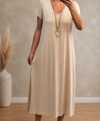 Robe teeshirt uni beige