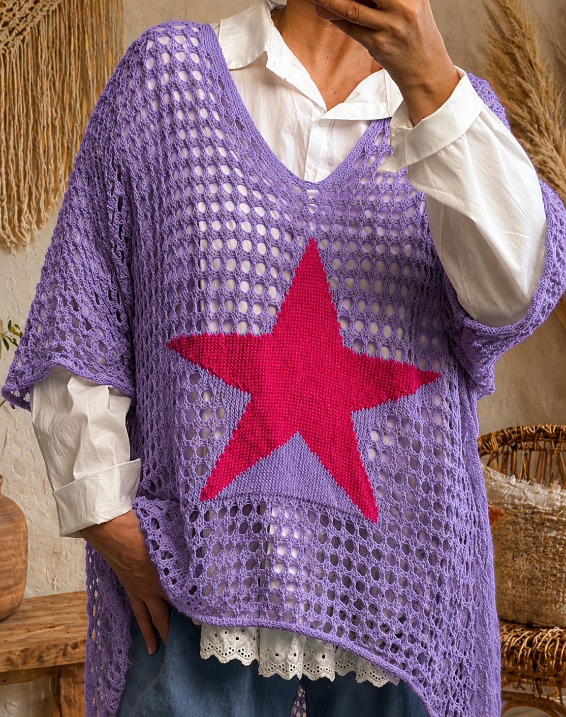 Pull crochet lilas