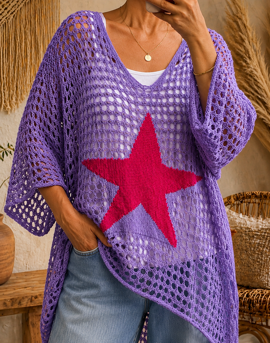 Pull crochet lilas