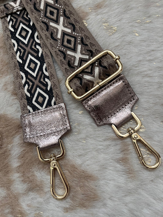 Sangle ou bandoulière pour sac cuir irisé cuivré