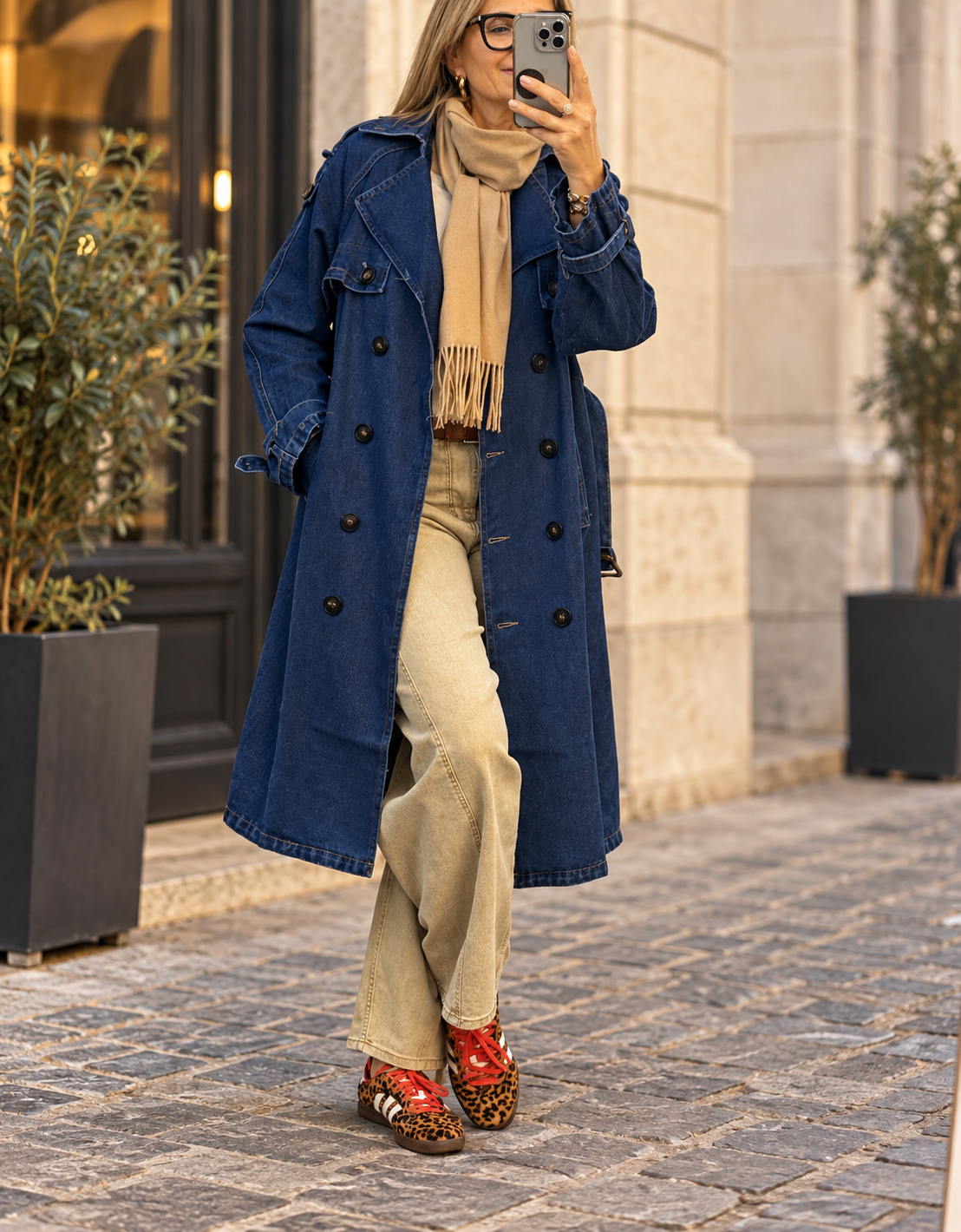 Trench jeans bleu brut