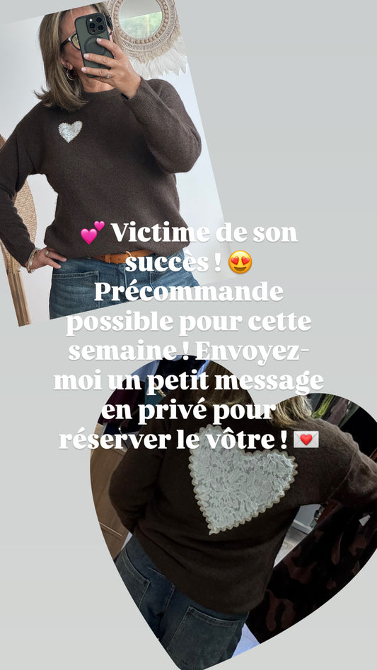Pull cœur marron