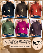 Pull maille col cheminé