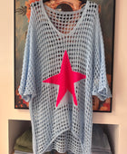 Pull crochet bleu ciel