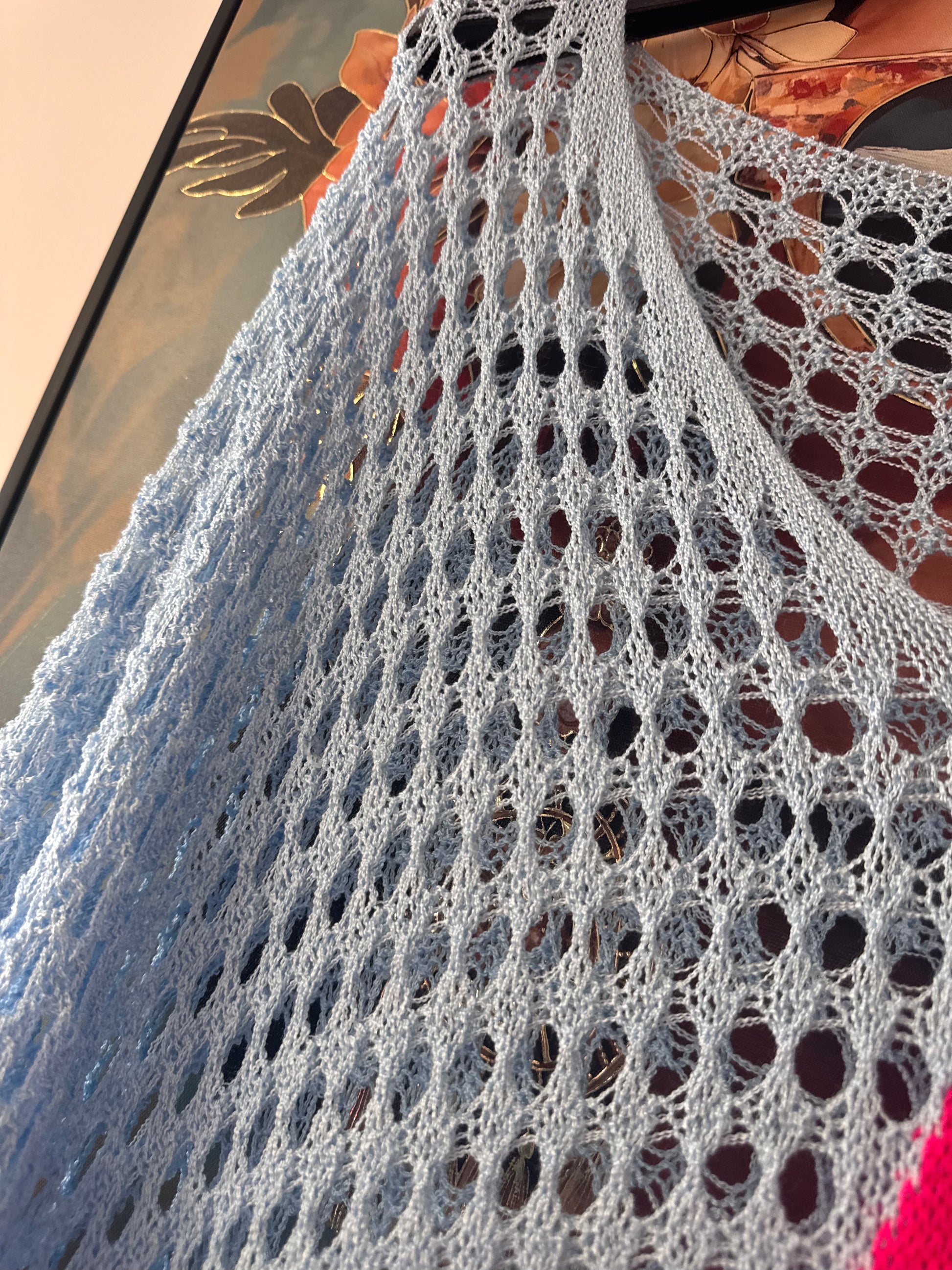 Pull crochet bleu ciel