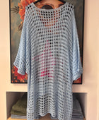 Pull crochet bleu ciel