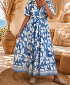 Robe longue fleurie bleue