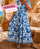 Robe longue fleurie bleue