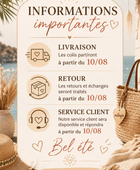 INFOS IMPORTANTES : Livraison, fidélité, paiement 2 ou 3 fois, retour ou échange
