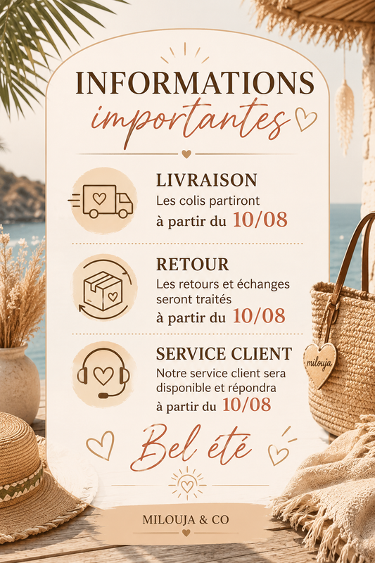 INFOS IMPORTANTES : Livraison, fidélité, paiement 2 ou 3 fois, retour ou échange