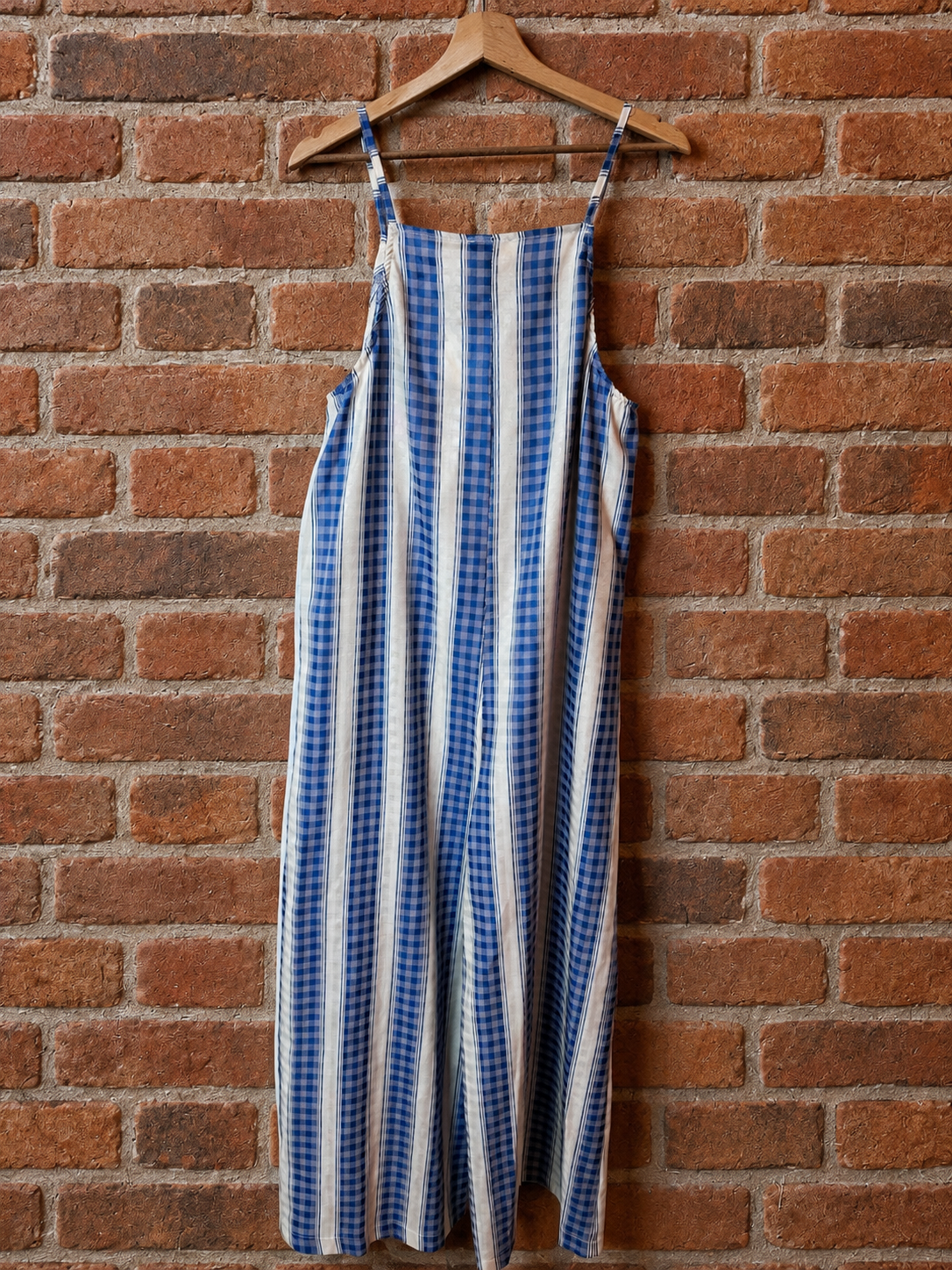 Salopette rayée bleue palmier