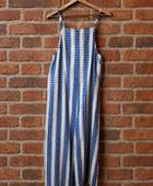 Salopette rayée bleue palmier