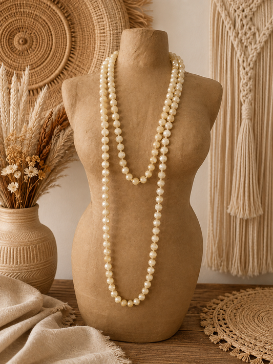Collier perles Beiges