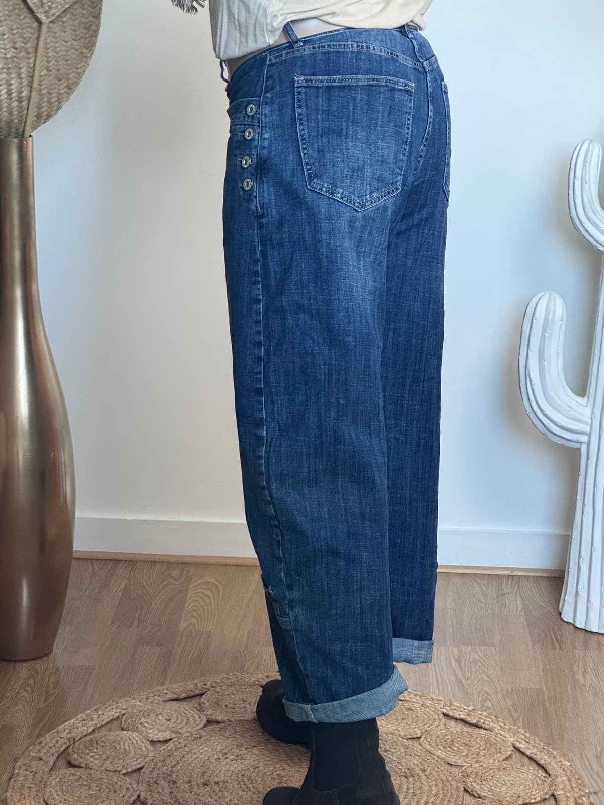 Jean barrel boutons
