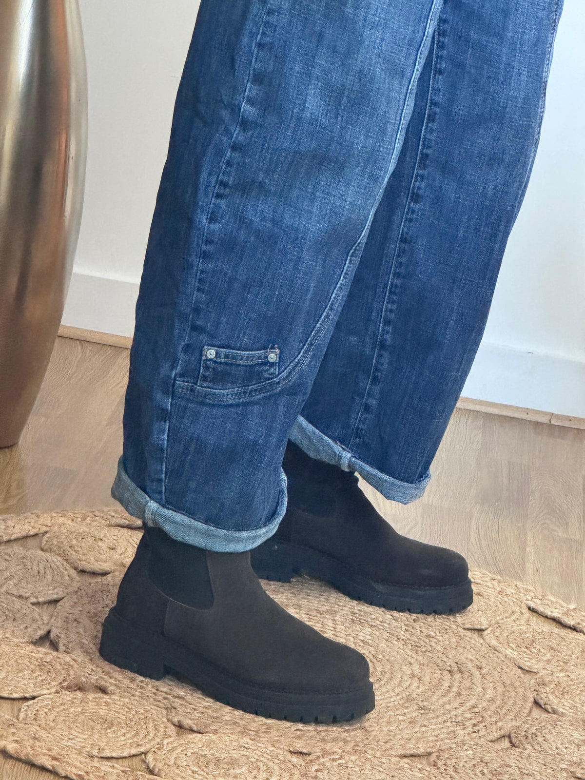 Jean barrel boutons