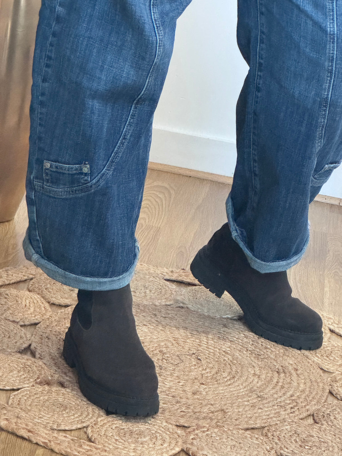 Jean barrel boutons