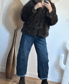 Manteau fausse fourrure marron