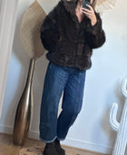 Manteau fausse fourrure marron