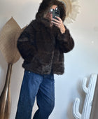 Manteau fausse fourrure marron