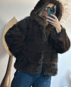 Manteau fausse fourrure marron