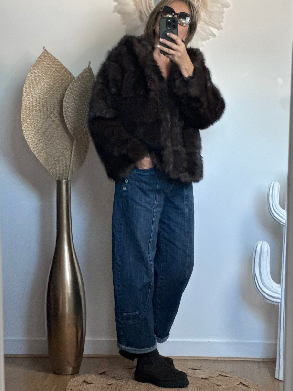 Jean barrel boutons