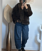 Manteau fausse fourrure marron
