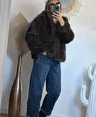 Manteau fausse fourrure marron