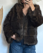 Manteau fausse fourrure marron