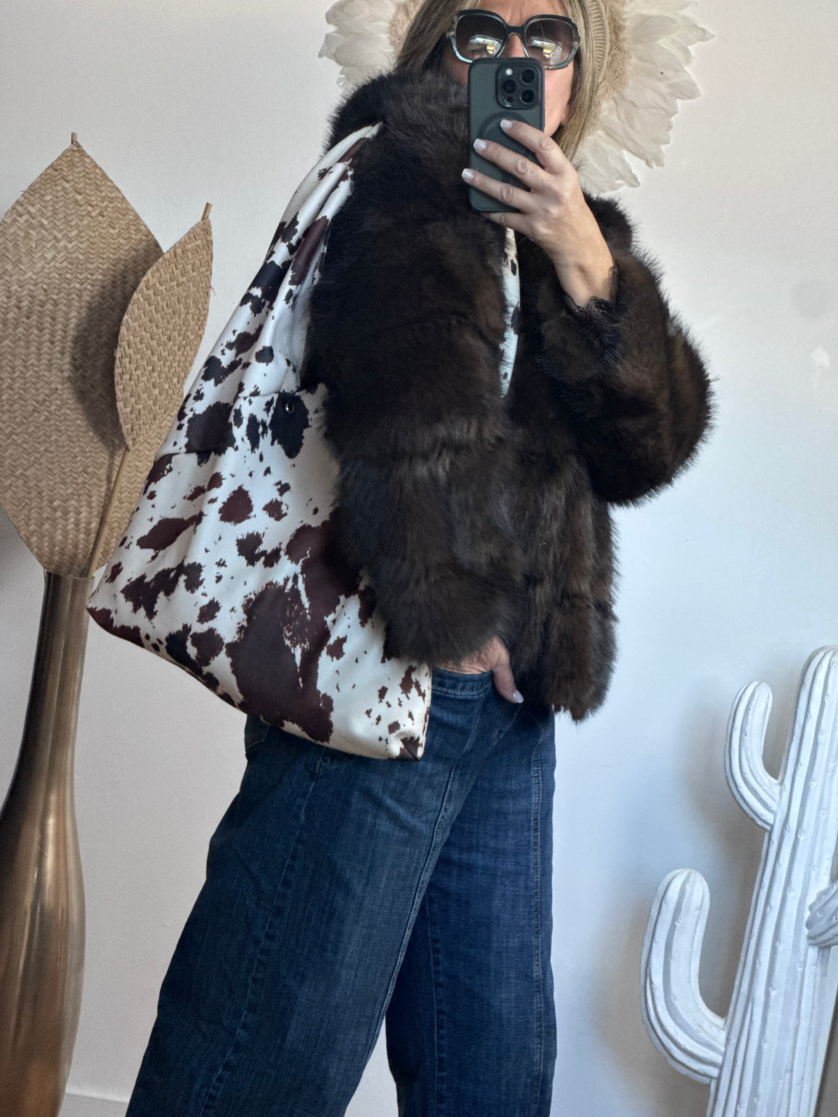 Manteau fausse fourrure marron