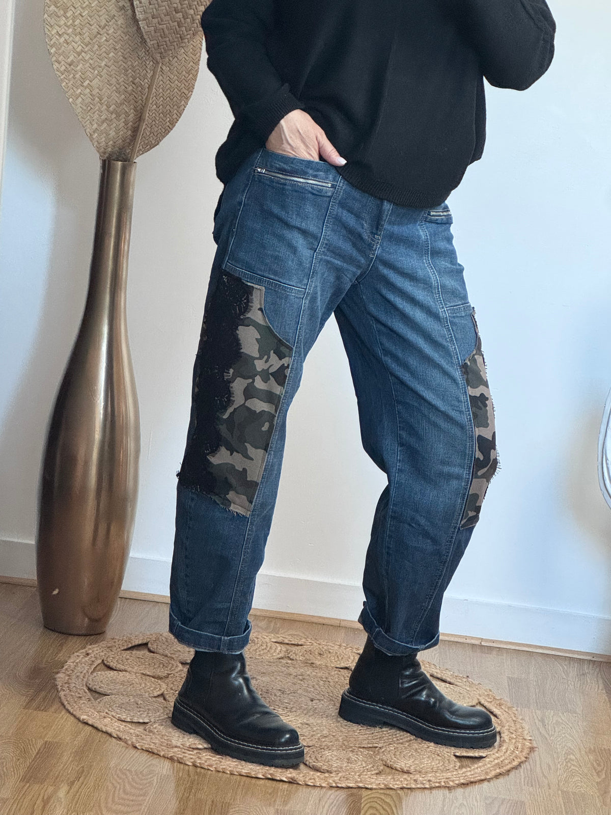 Jean baggy camouflage et dentelle