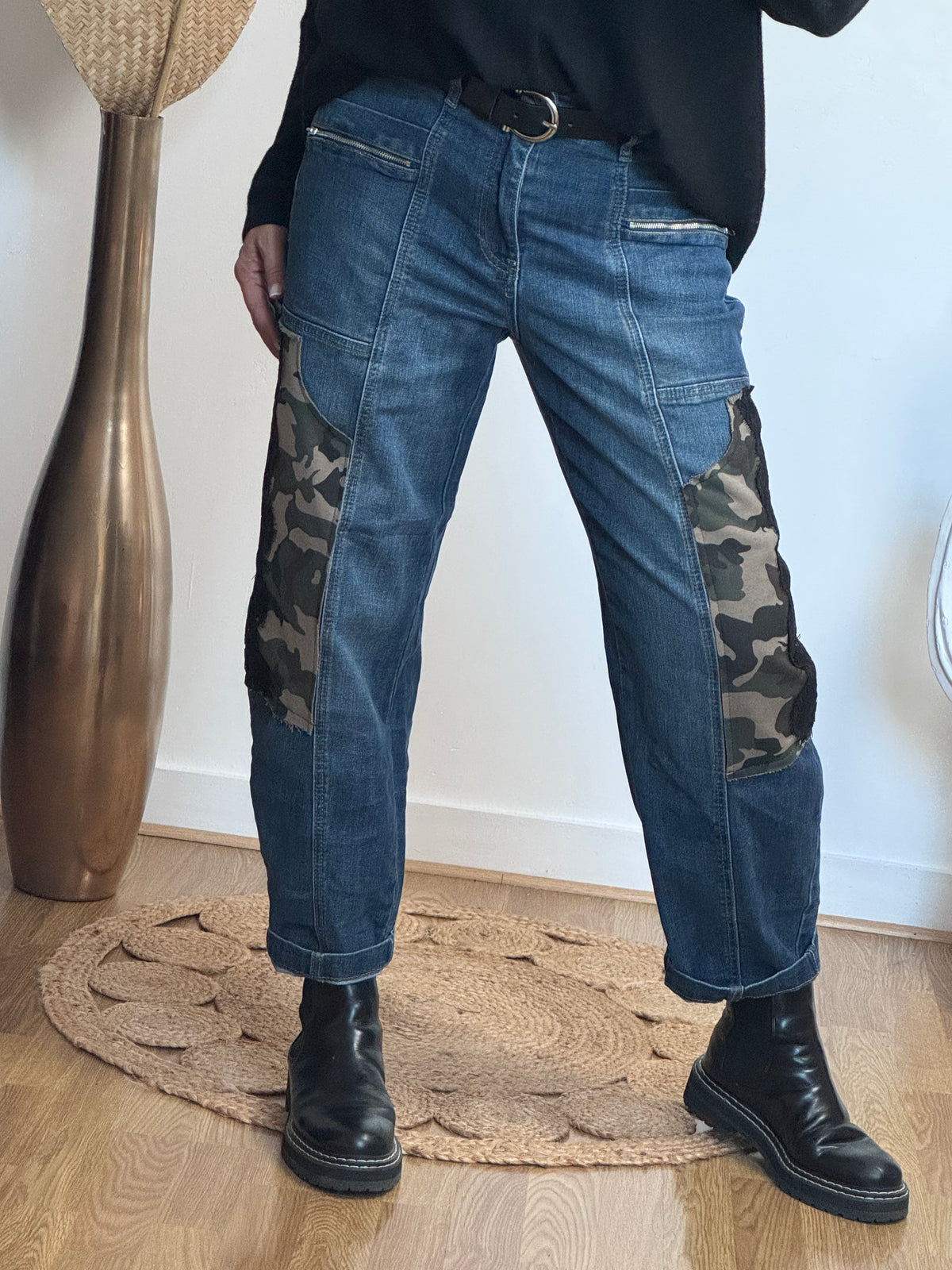 Jean baggy camouflage et dentelle