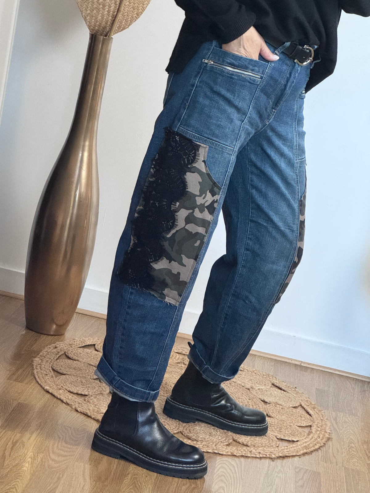 Jean baggy camouflage et dentelle