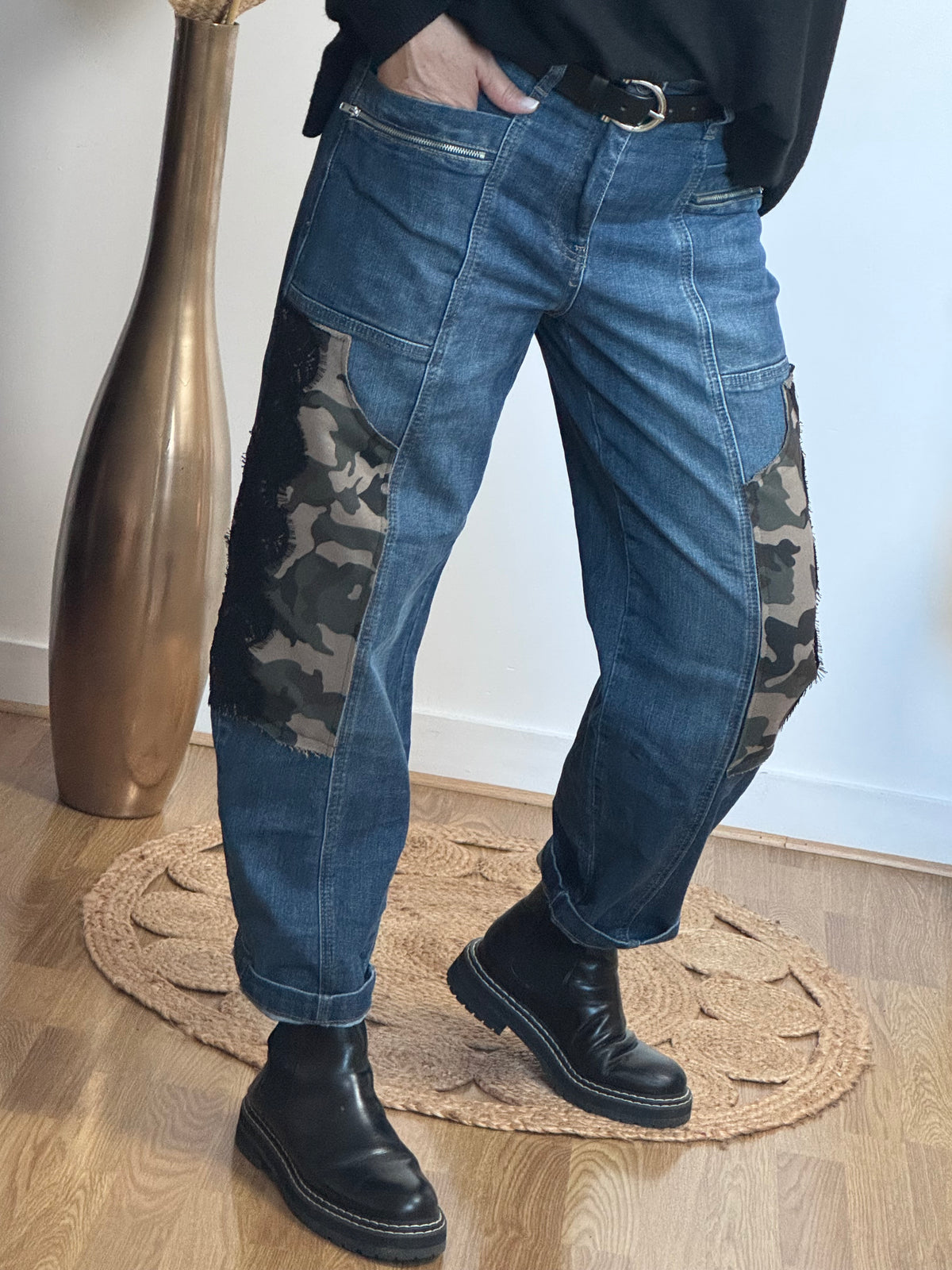 Jean baggy camouflage et dentelle