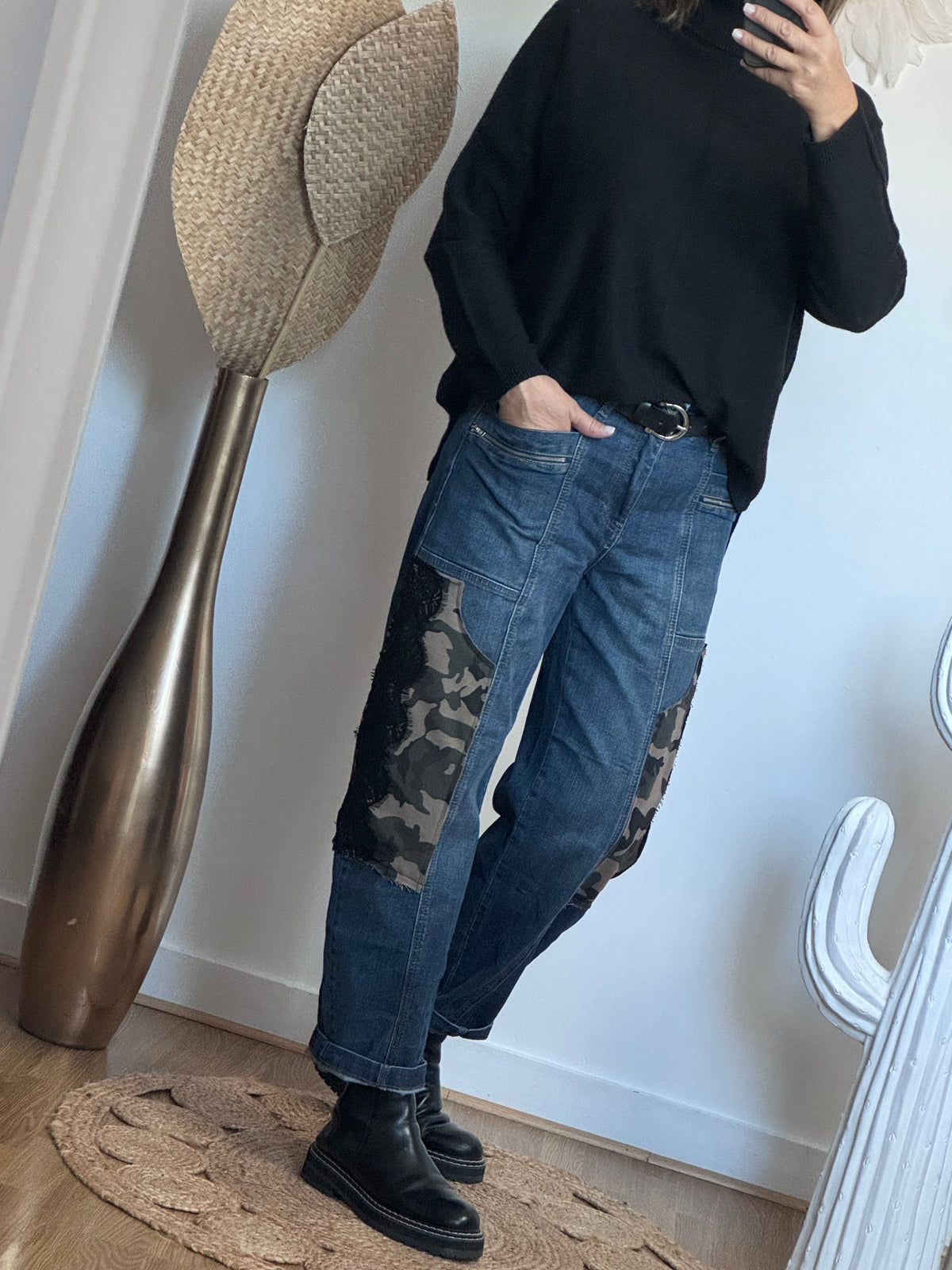 Jean baggy camouflage et dentelle