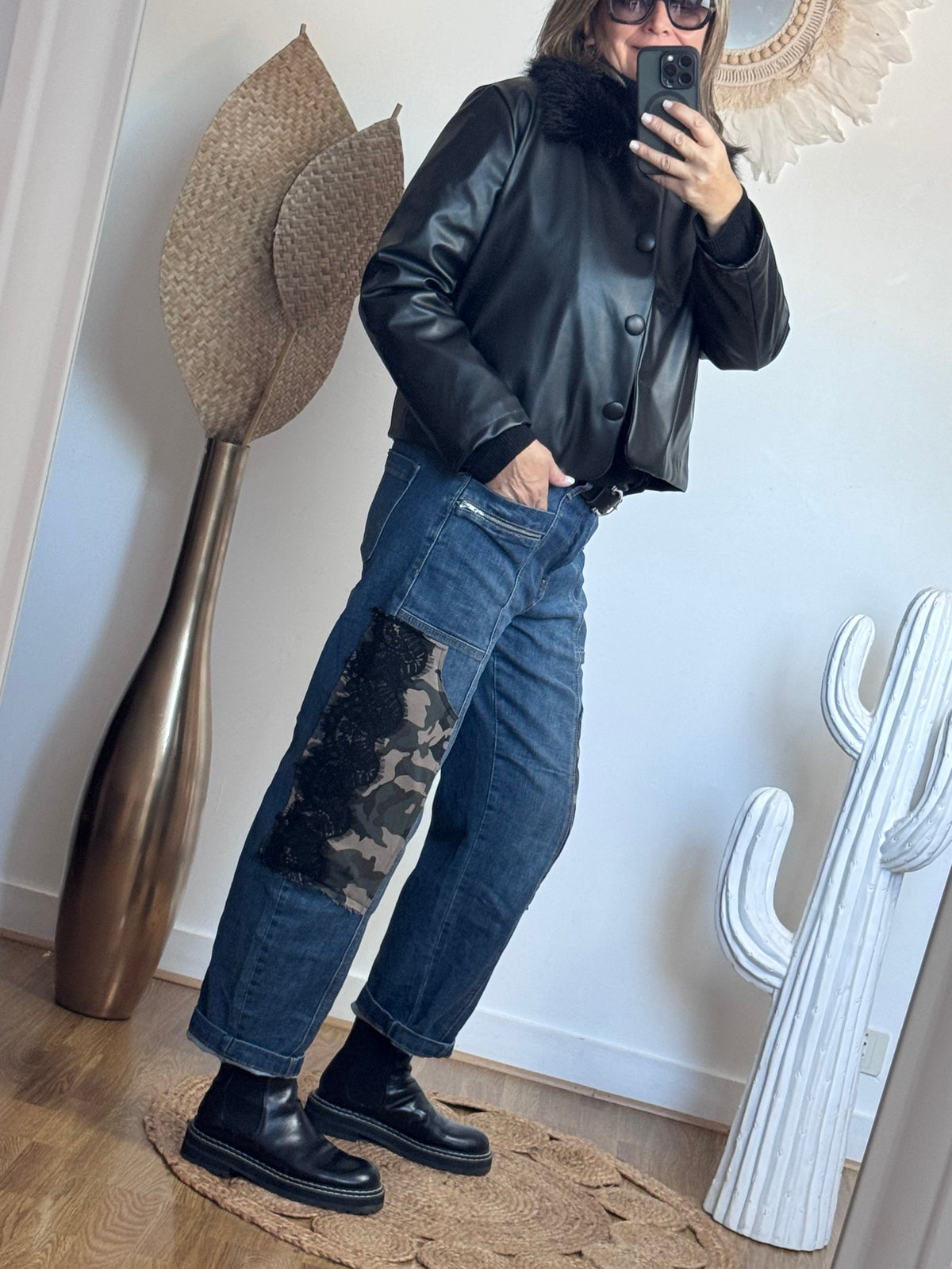 Jean baggy camouflage et dentelle